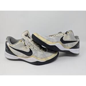 US Mens Size 8.5 - 2013 Nike Kobe 8 TB 'White Black' 599520-111 **Needs Laces